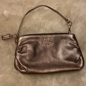 Coach Bronz metallic wristlet